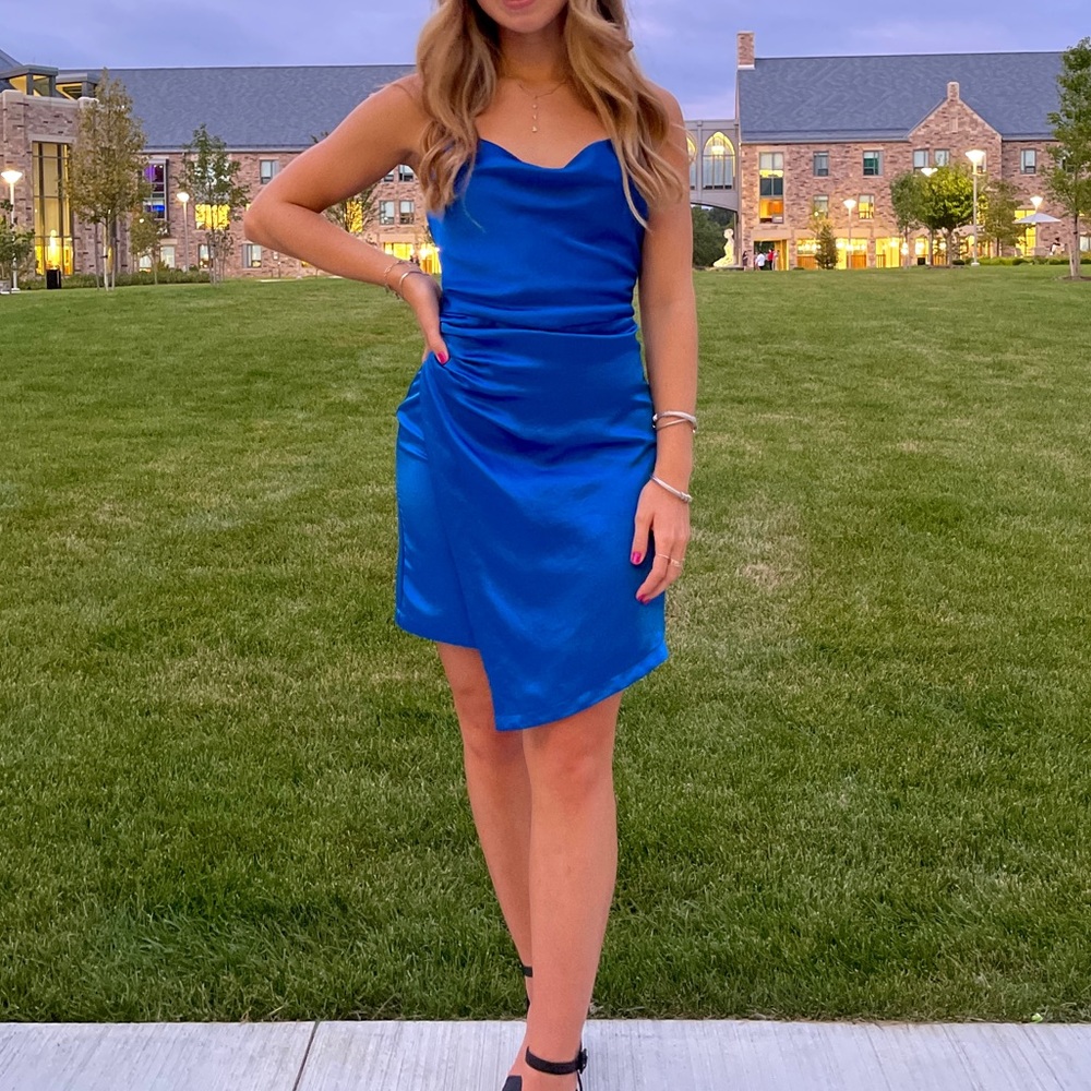 Royal blue satin dress